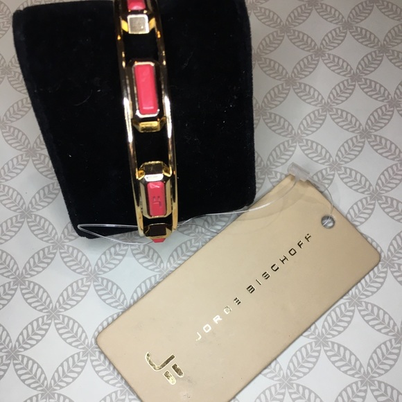 NEW!! Authentic, Brazilian, Jorge Bischoff Coral & Gold Bangle Bracelet - Picture 4 of 7